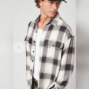 American Eagle Men’s Size Medium Super Soft Button Front Plaid Shirt Lined Warm